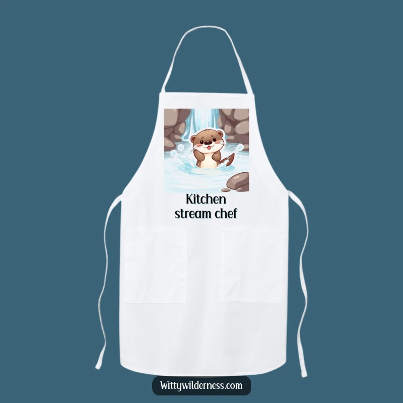 Funny Otter Pup Stream Apron: Cook with Aquatic Cheer, a Delightful Funny Gift