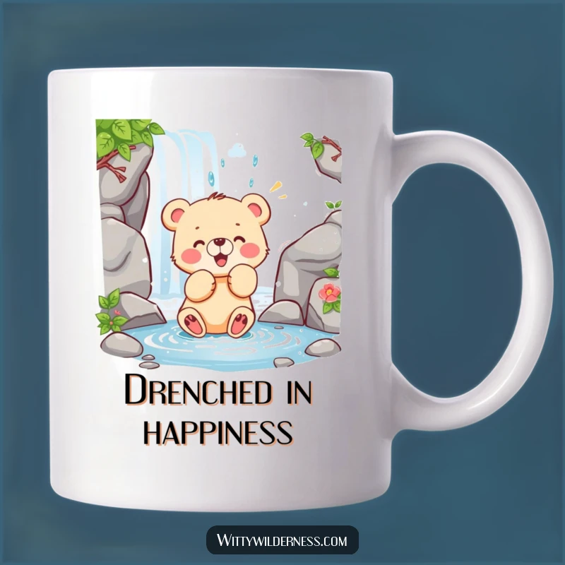 Funny Bear Cub Mug: Playful Water Fun, Adorable Forest Friend, Gift