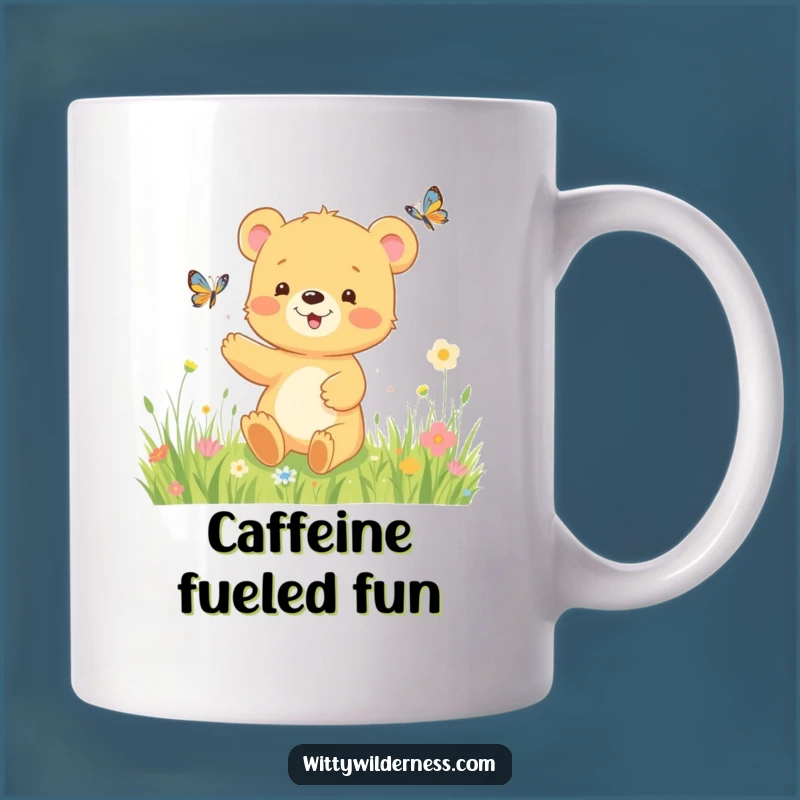 Funny Bear Cub Meadow Chase Mug: Joyful Moments, a Perfect Funny Gift