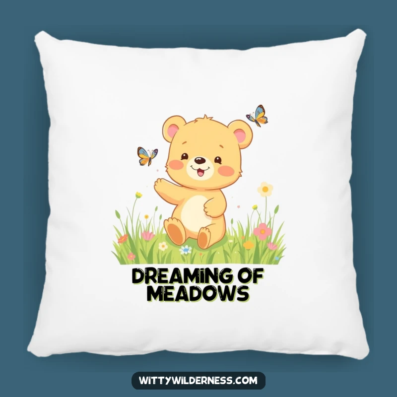 Funny Bear Cub Meadow Pillow: Cozy Comfort, a Huggable Funny Gift