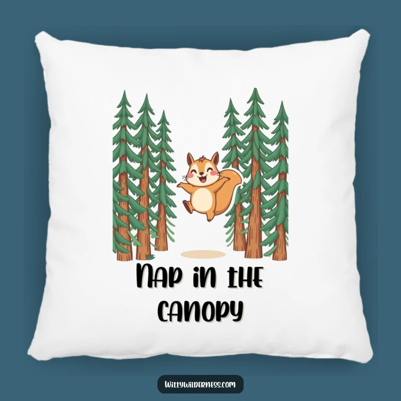 Funny Squirrel Pillow: Cozy Joyful Leaper, Comfy Woodland Accent Gift