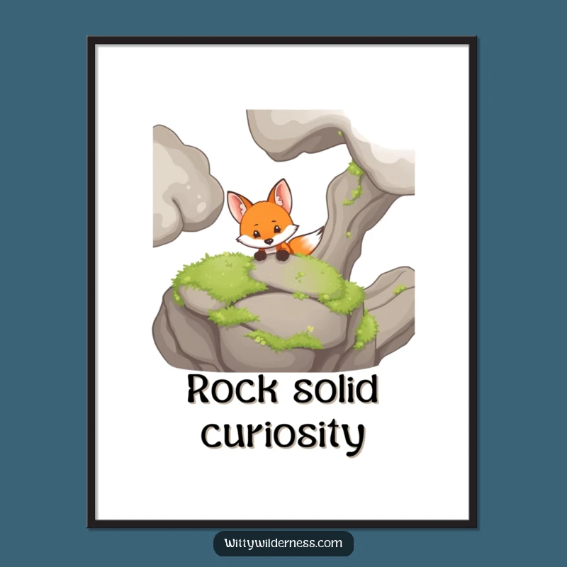 Funny Fox Digital Art: Curious Peeker Decor, Instant Woodland Mystery Gift