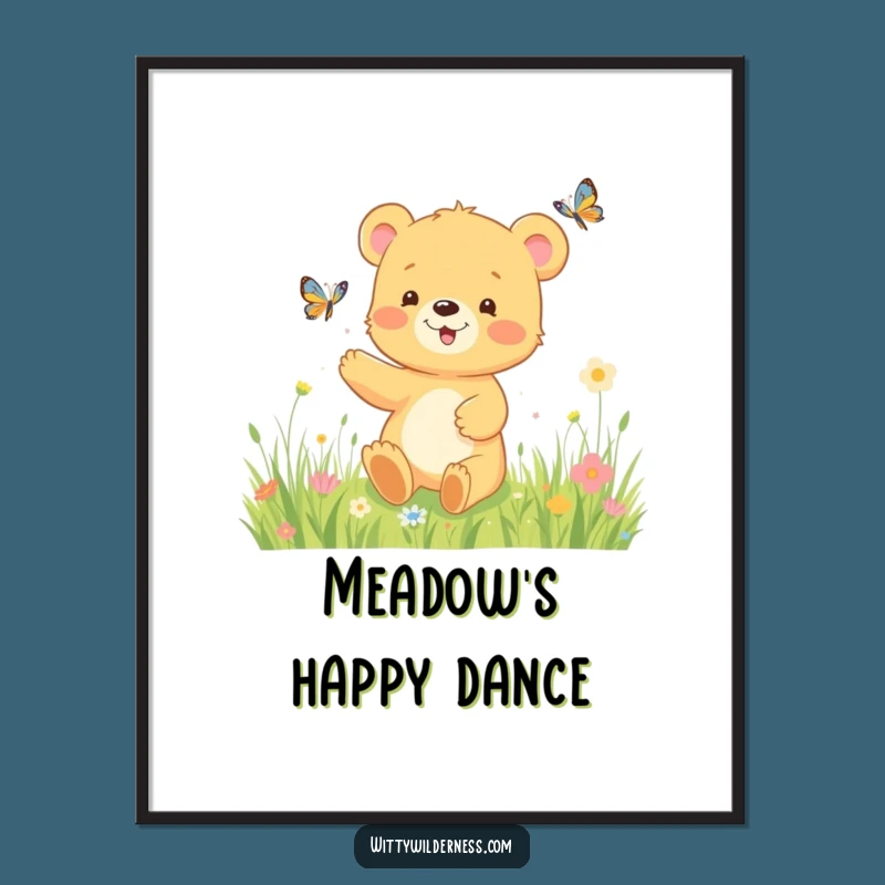 Funny Bear Cub Meadow Digital Art: Captivating Nature Scene, an Amazing Funny Gift