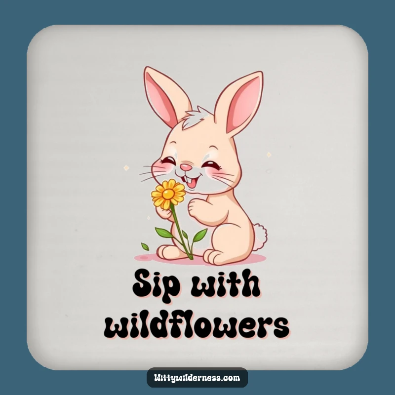 Funny Bunny Flower Drink Coaster: Protect Surfaces with Garden Charm, a Unique Funny Gift