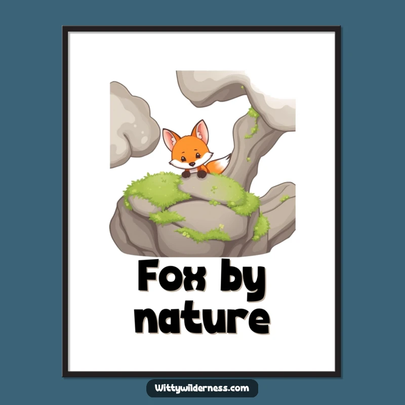 Funny Fox Poster: Curious Peeker Art, Mysterious Woodland Decor Gift