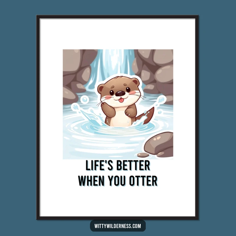 Free Printable Wall Art: Playful Otter Stream Scene, Adorable Downloadable Water Decor