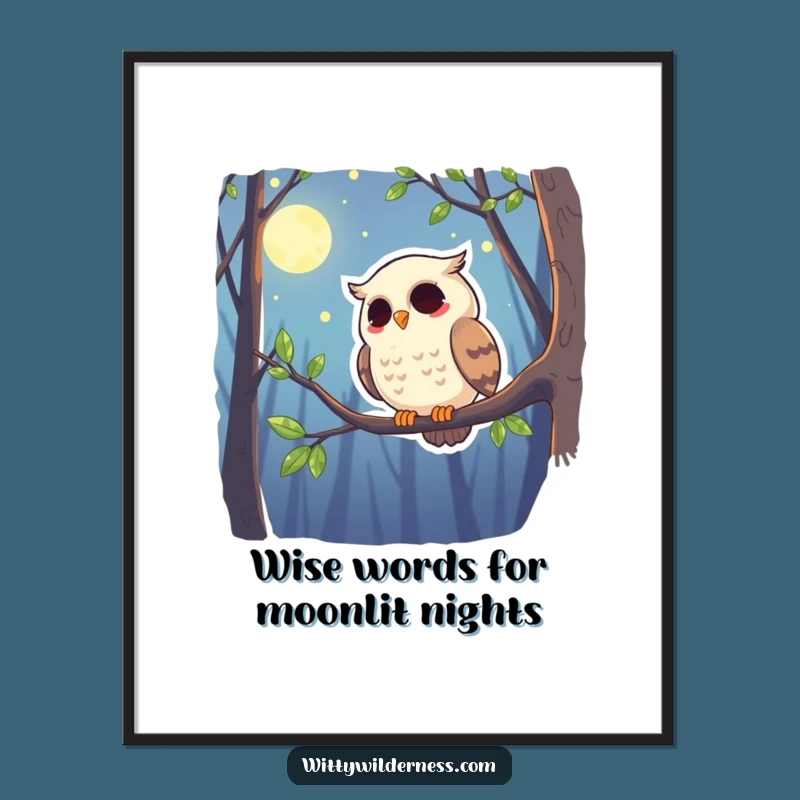 Free Printable Wall Art: Giggling Owl, Humorous Downloadable Decor for Enchanted Nights