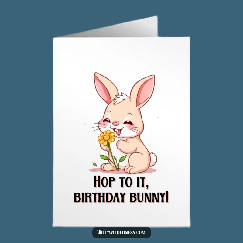 Free Printable Birthday Card: Giggling Bunny Flower Fun for a Sweet Celebration