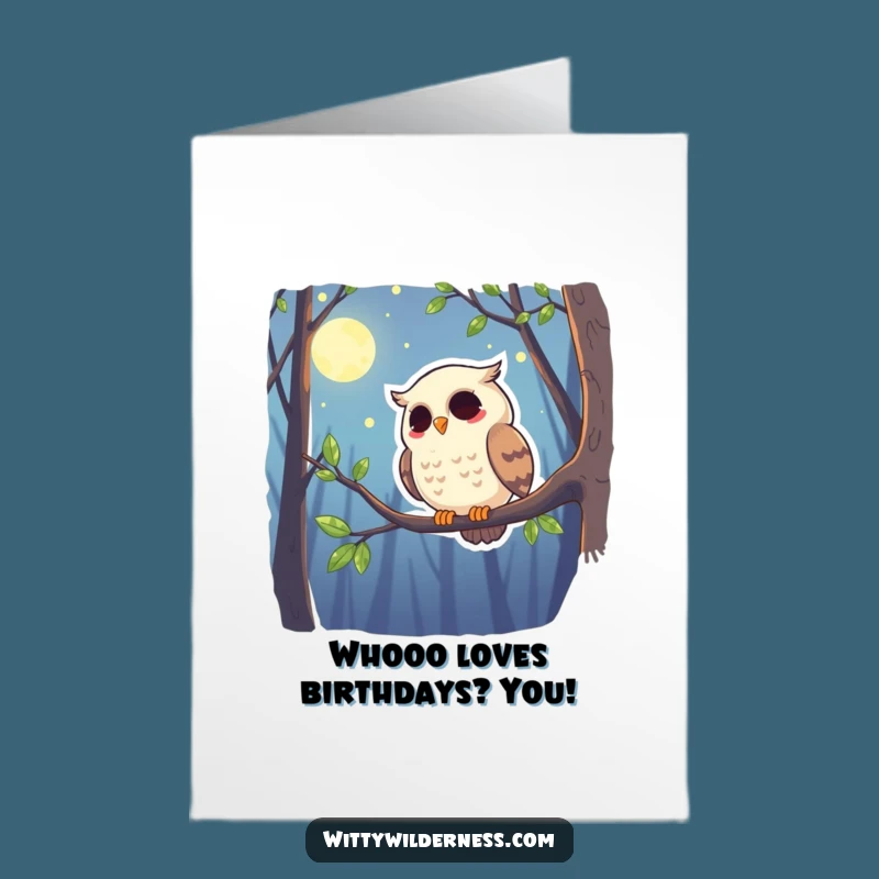 Free Printable Birthday Card: Giggling Owl, Funny Downloadable Gift for Nocturnal Celebrations