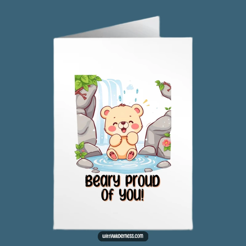 Free Printable Congrats Card: Happy Bear Cub, Funny Downloadable Gift for New Beginnings
