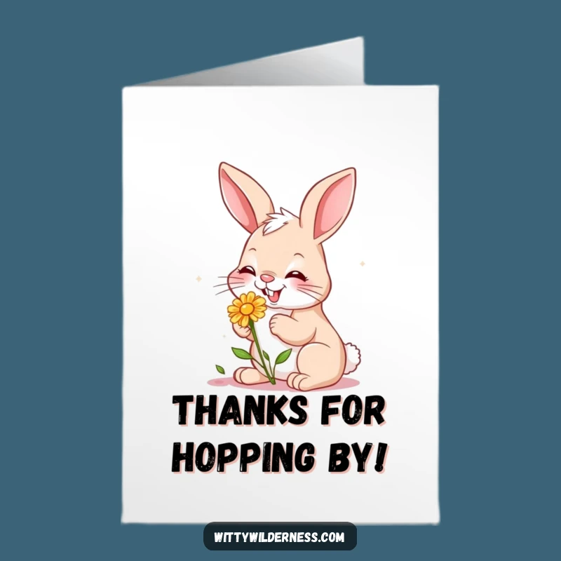 Free Printable Thank You Card: Bunny's Flower Delight Shows Gratitude
