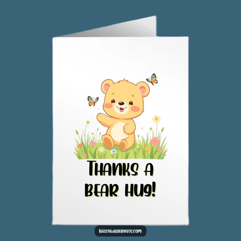 Free Printable Thank You Card: Bear Cub's Meadow Fun Expresses Heartfelt Thanks