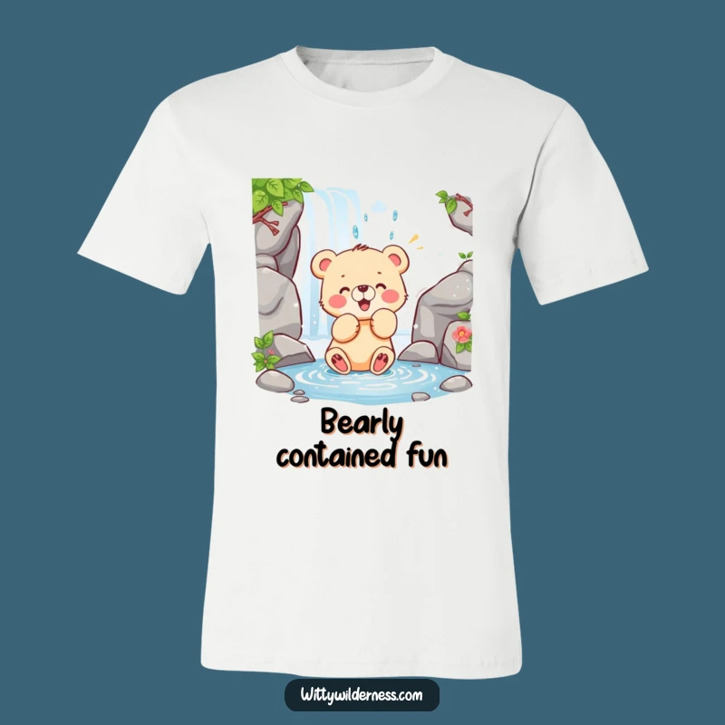 Funny Bear Cub T-Shirt: Playful Water Swatter, Cute Woodland Gift